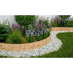 Rasenkante Holz - Beeteinfassung aus imprägnierter Kiefer in Natur - flexible Rasenumrandung 200 x 20 cm - Raseneinfassung für Gärten und Beete
