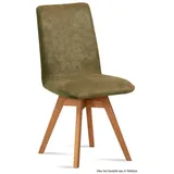 58 aufm Kessel Esszimmerstuhl Küchenstuhl drehbar (2er-Set) Donni 47x92x60 Eiche geölt/Marsala (Lieferung bis Verwendungsstelle, 6 St), Stabiles Gestell aus Massivholz pflegeleichter Bezug aus Microfaser grün