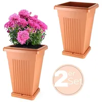 GarPet 2x Pflanzkübel Pyramide Pflanzkübel Groß Außen Blumenkübel Outdoor