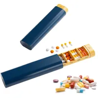 Tablettendose 7 Tage Medikamenten Organizer Tablettenbox Wochen Organizer Aus ABS Material Leicht Und Robust Feuchtigkeitsgeschützt Einfach Zu Öffnen Reisedose Für Medikamente Und Vitamine (Blau)