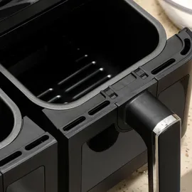 Homcom Dual Zone Heißluftfritteuse 8-in-1 8 L Airfryer 2 Kammern mit Sichtfenster, 2500W Heissluftfritteuse mit Innenbeleuchtung, Timer, 80-200°C, - Schwarz