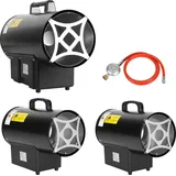 Faziango Gasheizgebläse inkl. Verbindungschlauch und Druckminderer (Heizleistung bis 10 kW, für handelsübliche Gasflaschen) - Schwarz