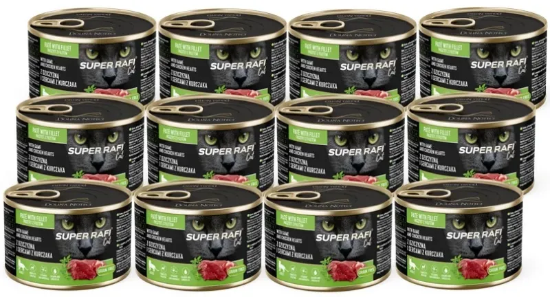DOLINA NOTECI Super Rafi Cat P&F mit Wildfleisch und Hühnerherzen 12x185g
