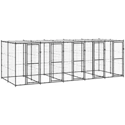 Outdoor-Hundezwinger Stahl mit Überdachung 12,1 m2