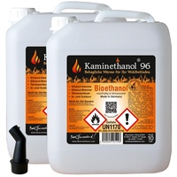 20 L Bioethanol 96,6% Ethanol 20 Liter Bio Alkohol in 10 L Kanister mit Ausgießer