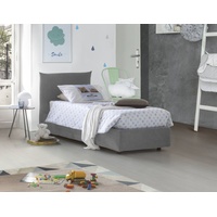 Einzelbett Marina, Containerbett mit Stoffbespannung, 100% Made in Italy, Seitliche Öffnung, passend für Matratze 80x190 cm, Grau - Grau