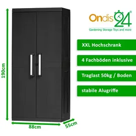 Ondis24 Hochschrank »Hero MEGA«, BxHxT: 88 x 190 x 54 cm, 4 Einlegeböden, schwarz