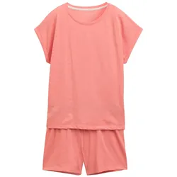 TOM TAILOR Damen Pyjama-Set mit Text-Print, rot, Print, Gr. S/36