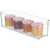 Relaxdays Kühlschrank Organizer, schmaler Küchen Organizer mit Griffen, für Lebensmittel, 10 x 11 x 37,5 cm, transparent