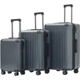 Münicase 3er Koffer-Set Hartschale M/L/XL mit TSA-Schloss, Erweiterbar (L & XL), Leise Doppelrollen, Businessgrey