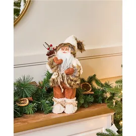 Beliani Weihnachtsmann 37 cm Braun/Weiß