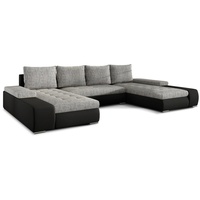 MOEBLO Wohnlandschaft LARINO, Eckcouch mit Bettfunktion Couch U-Form Polstergarnitur Wohnlandschaft Polstersofa Ecksofa Couchgranitur Sofa, mit Schlaffunktion und Bettkasten, - (BxHxT): 363x88x200 cm beige|schwarz