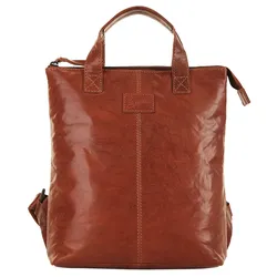 Cityrucksack X-ZONE, Gr. B/H/T: 30cm x 27cm x 10cm, onesize, braun (cognac), Rindsleder, Leder, klassisch, Rucksäcke, echt Leder