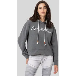 Sweatshirt CIPO & BAXX "SWEATSHIRT", Damen, Gr. XL, grau (anthrazit), 70% Baumwolle;30% Polyester, bedruckt, Basic, regular fit normal, Langarm, Sweatshirts, ein sportlich-lässiges Kleidungsstück