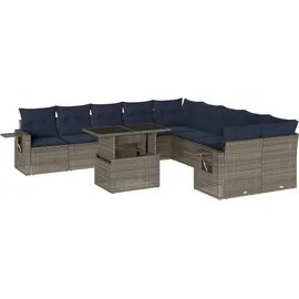 vidaXL Gartensofa-Set 11-tlg. grau Polyrattan