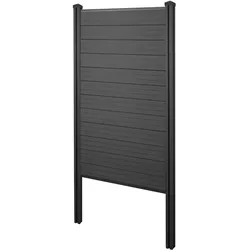 WPC-Sichtschutz Savoie, Windschutz Zaun, WPC-Pfosten zum Einbetonieren ~ Basiselement schmal, 105cm anthrazit