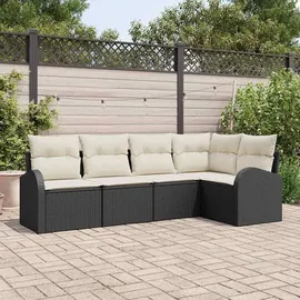 vidaXL Garten-sofa-set mit Kissen 5 pcs Schwarz Poly Rattan vidaXL
