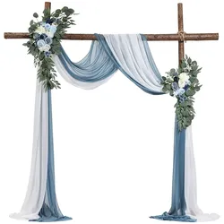 VEVOR Hochzeit Bogen Blumen Set Traubogen Deko mit 2x Blumen 2x Vorhänge Blau
