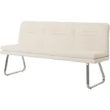 MCW Sitzbank MCW-H70, Esszimmerbank Bank Polsterbank, Lehne Stoff/Textil Bouclé Edelstahl gebürstet 180cm ~ creme