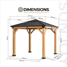 Sunjoy Gazebo Rapi Zedernholz 273 cm x 273 cm Anthrazit FSC®