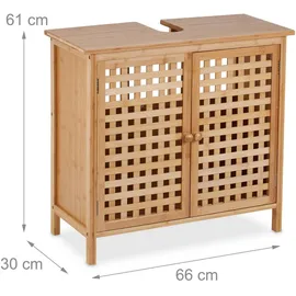 Relaxdays Waschbeckenunterschrank 1 Fach 61 x 66 x 30 cm Natur