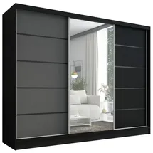 A&J MöbelLand Schiebetürenschrank AURELIA 2 200 x 0 x 0 cm Schwarz/Grau