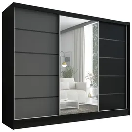 A&J MöbelLand Schiebetürenschrank AURELIA 2 200 x 0 x 0 cm Schwarz/Grau