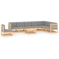 vidaXL Garten-Lounge-Set 9-tlg. grau/beige