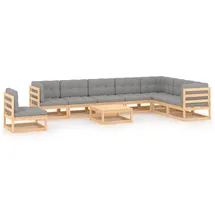 vidaXL Garten-Lounge-Set 9-tlg. grau/beige