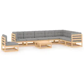vidaXL Garten-Lounge-Set 9-tlg. grau/beige