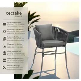 Tectake tectake® Stuhlset, Geflecht im Rope-Design, abnehmbare Polyesterbezüge, 60 x 61 x 77 cm
