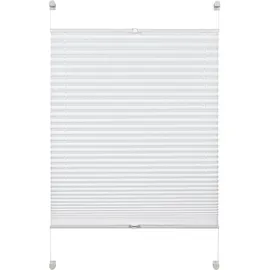 Deco Company Plissee zum Klemmen, Blickdichtes Faltrollo, Alle Montage-Teile inklusive, EASYFIX Plissee verspannt mit Zwei Bedienschienen, Weiß, 85 x 130 cm (BxH)