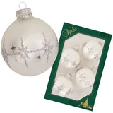 Krebs Glas Lauscha Weihnachtsbaumkugel mit Sternen 4er-Set 7cm