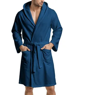 PETTI Artigiani Italiani - Bademantel Microfaser, Bademantel Herren, Bademantel Microfaser Herren, Bademantel Damen, Bademantel Microfaser Damen, Dunkelblau, XXL, 100% Mikrofaser