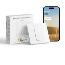 Meross Homekit Lichtschalter, Meross Smart Schalter WLAN Wandschalter, 1 Gang benötigt Nullleiter, physische Taste Schalter, kompatibel mit Siri, Alexa, und Google Home, 2,4 GHz, Kein Hub erforderlich