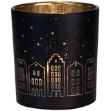 r√§der design Teelichthalter Lichthäuser Glas Schwarz-Gold