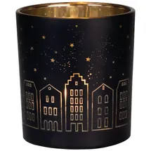 r√§der design Teelichthalter Lichthäuser Glas Schwarz-Gold