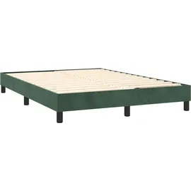 vidaXL Boxspringbett mit Matratze & LED Dunkelgrün 140x200 cm Samt