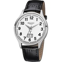 REGENT Leder Herren Uhr FR-228 Funkuhr Armband schwarz D2URFR228 - Schwarz