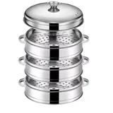 3-lagiger Dampfgarer mit Deckel Ø27,4cm aus Edelstahl