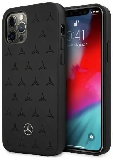 Leather Stars Pattern Case for iPhone 12 Pro Max - Black