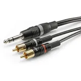 SOMMER CABLE HBP-6SC2-0090 Klinke / Cinch Audio Anschlusskabel [1x Klinkenstecker 3.5mm 2x Cinch-Stecker] 0.90m Schwarz