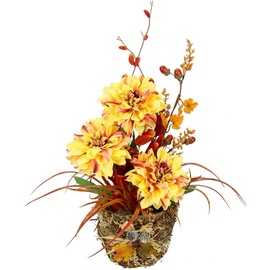 I.GE.A. Kunstblume »Dahlien-Arrangement in Pflanzschale Gesteck aus künstlichen Blumen«, gelb