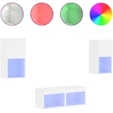 vidaXL 4-tlg. TV-Wohnwand mit LED-Leuchten Weiß