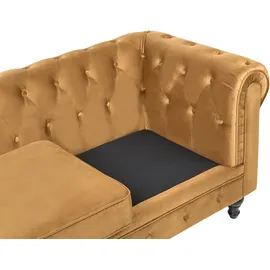 Beliani Sofa 3-sitzer Chesterfield Samtstoff Senfgelb