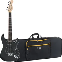 Rocktile Pro ST60-BK E-Gitarre All Black Softcase Set