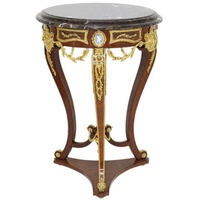 Casa Padrino Beistelltisch Barock Beistelltisch Braun / Gold / Schwarz Ø 55 x H. 78 cm - Runder Massivholz Tisch im Barockstil - Barock Möbel