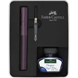 Faber-Castell 201531 - Geschenkset Grip Edition, berry, mit Füller M, Tintenglas 30 ml und Steckkonverter im Metalletui