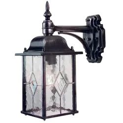 Wandleuchte Außenlampe Außenwandleuchte Laterne Metall Glas 1 Flammig IP23 Hof