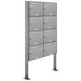 AL Briefkastensysteme Briefkasten »Premium«, (BxH): 84.6 x 170cm, Anzahl Schlitze: 8, stehend - silberfarben
